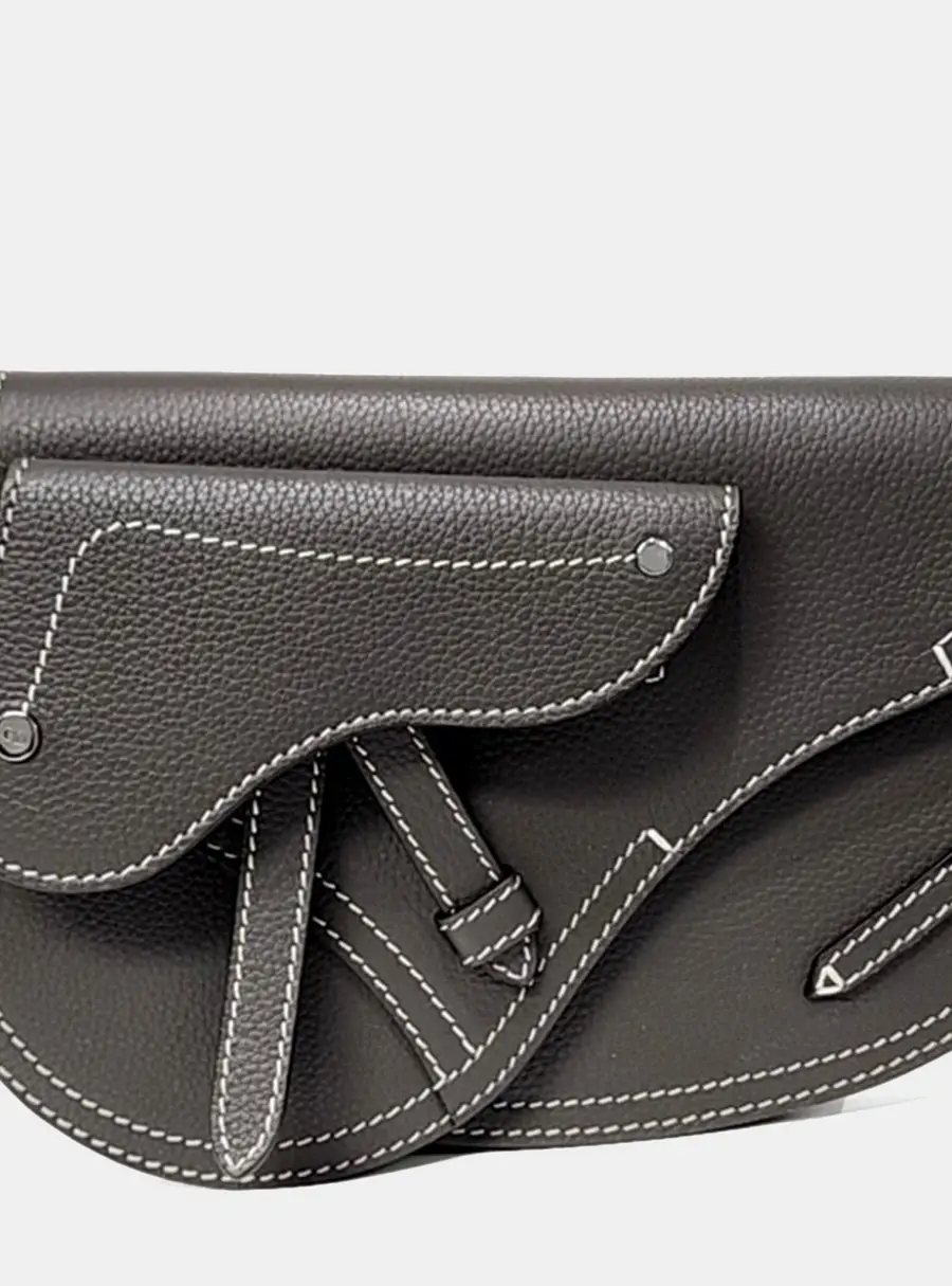 Dior Brown Leather Saddle Pouch Bag