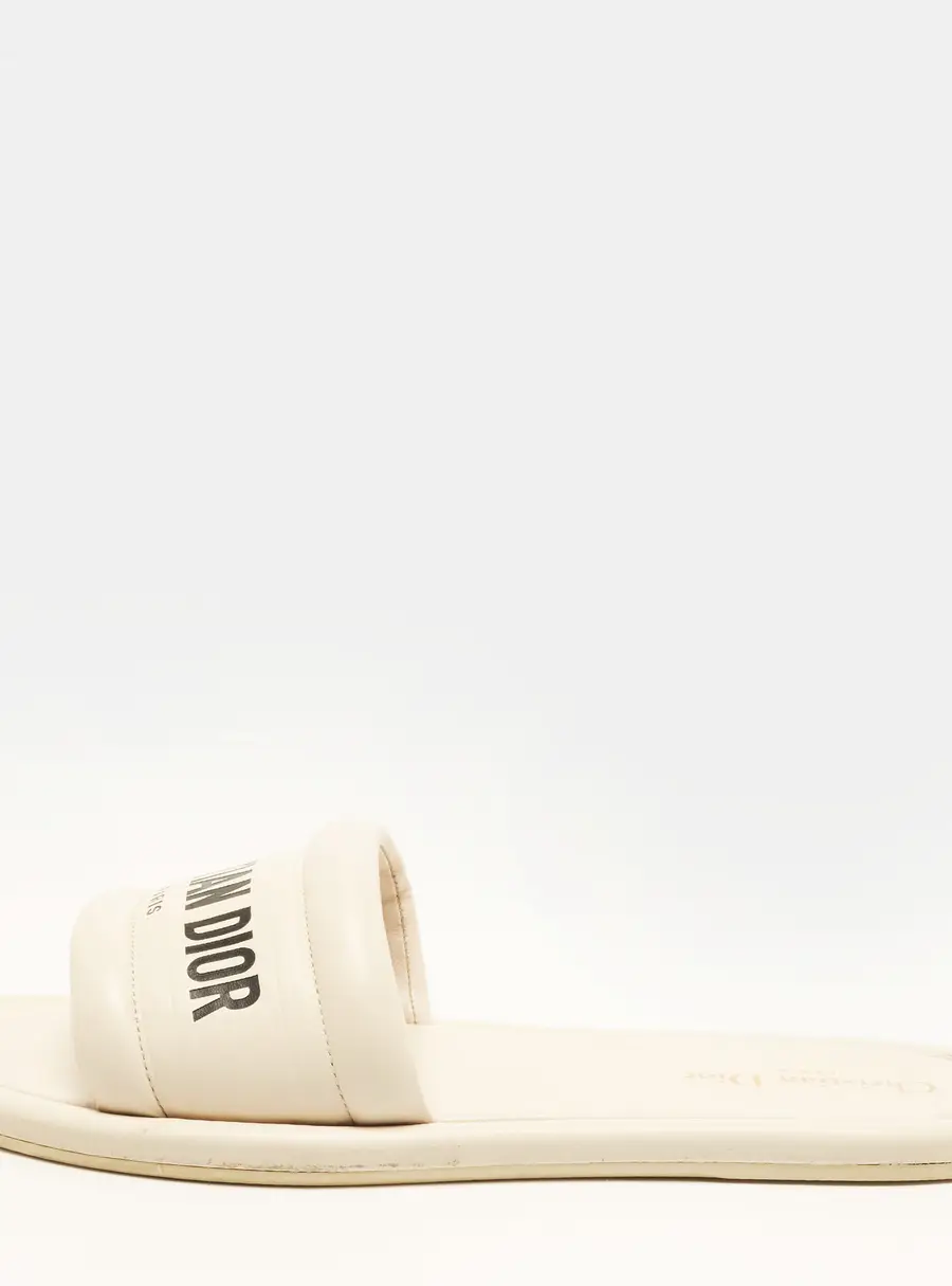 Dior Every-D Size 42 Cream Leather Flat Slides