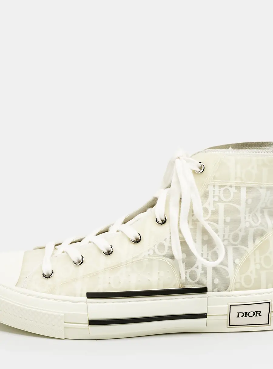 Dior White Oblique Mesh and Rubber B23 Sneakers Size 41