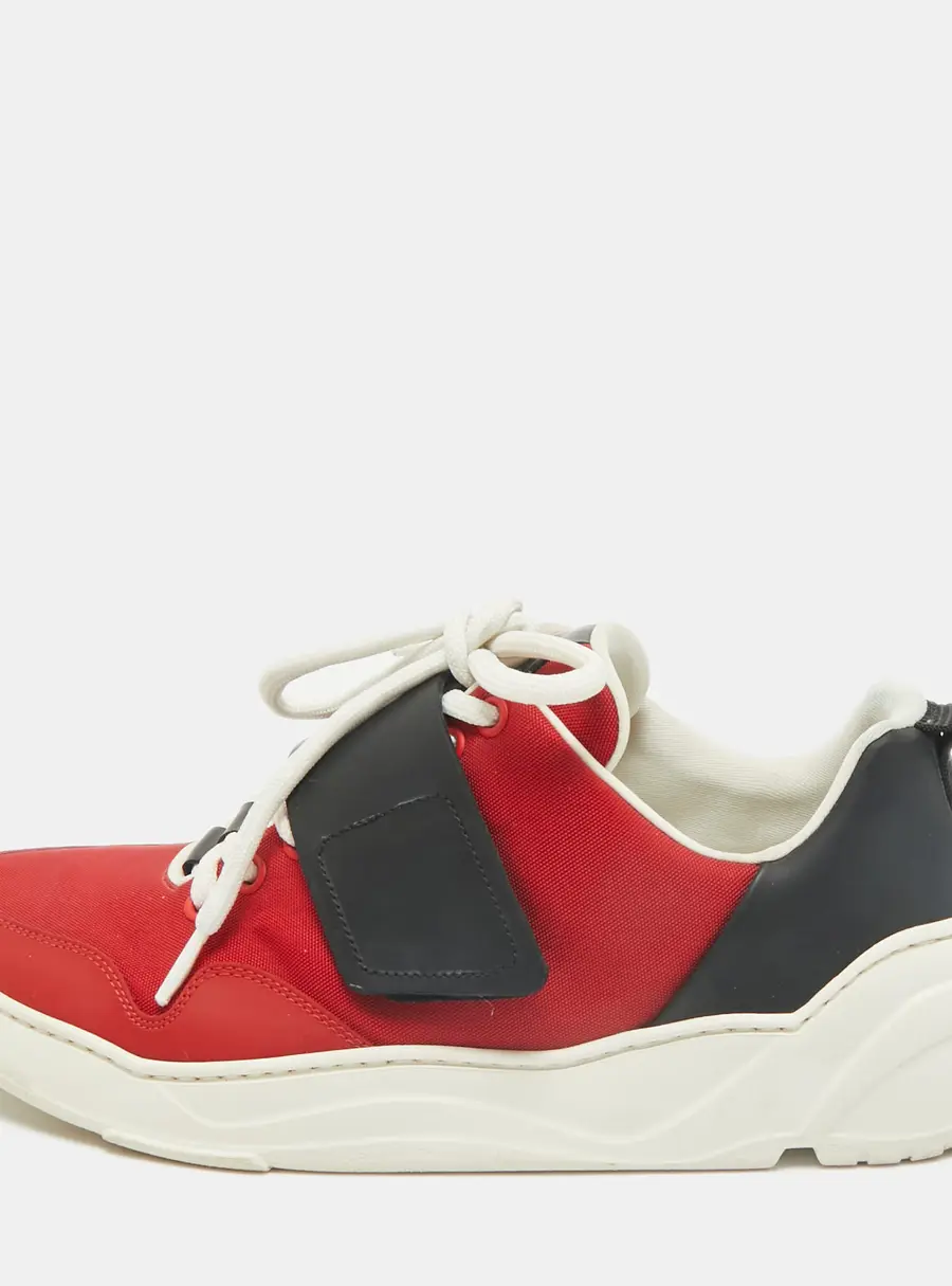 Dior Red/Black Canvas and Leather Low Top Sneakers Size 39
