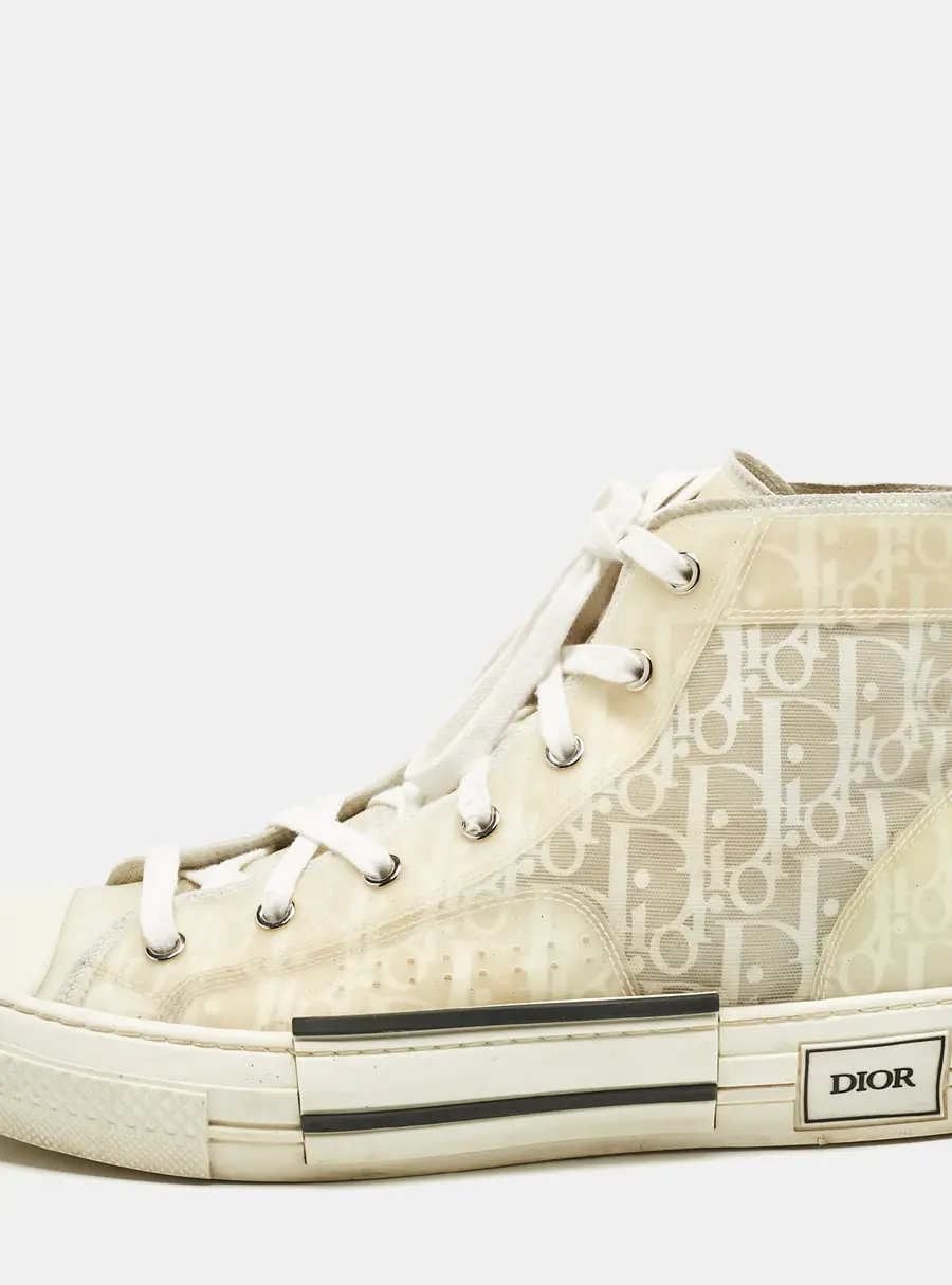 Dior White Oblique Mesh and Rubber B23 Sneakers Size 42