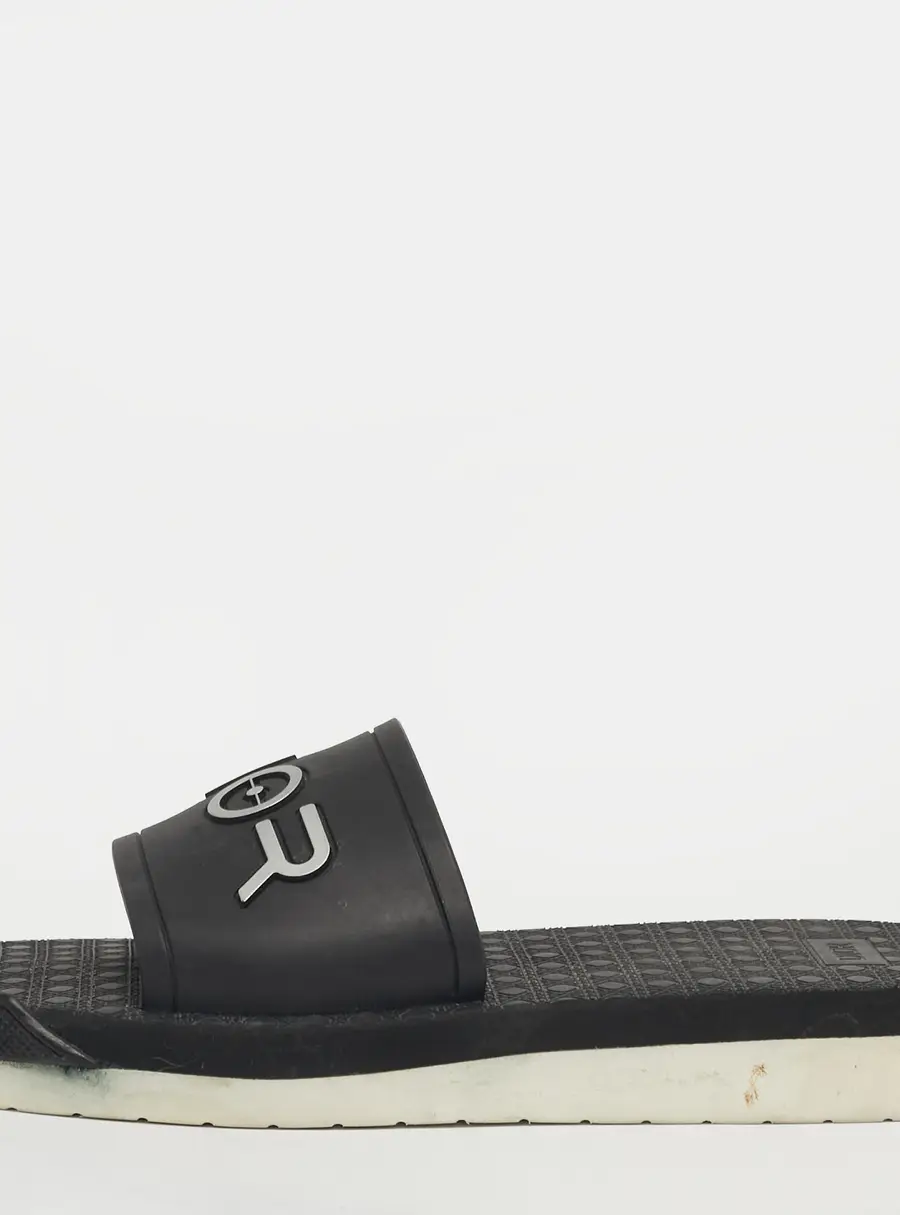 Dior Alpha Size 40 Black Rubber Flat Slide  Sandals