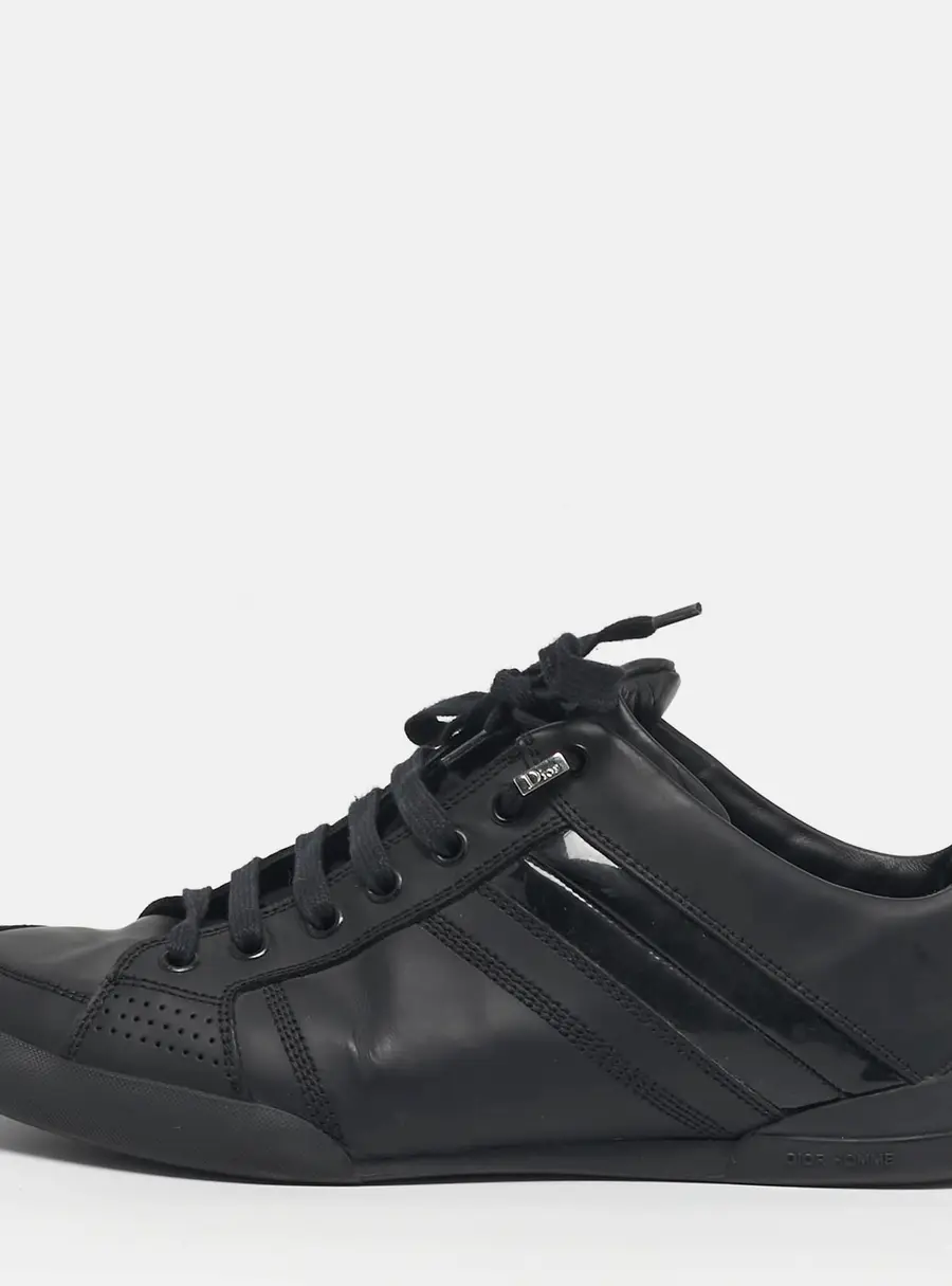 Dior Homme Size 41 Black Patent and Leather Low Top Sneakers