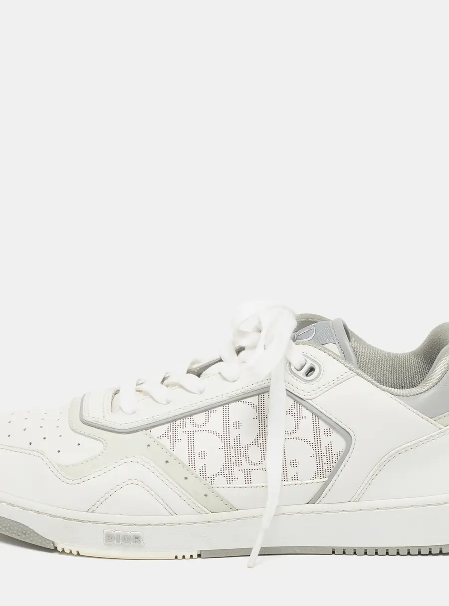 Dior B27 Size 43.5 White Oblique Leather Lace Up Sneakers
