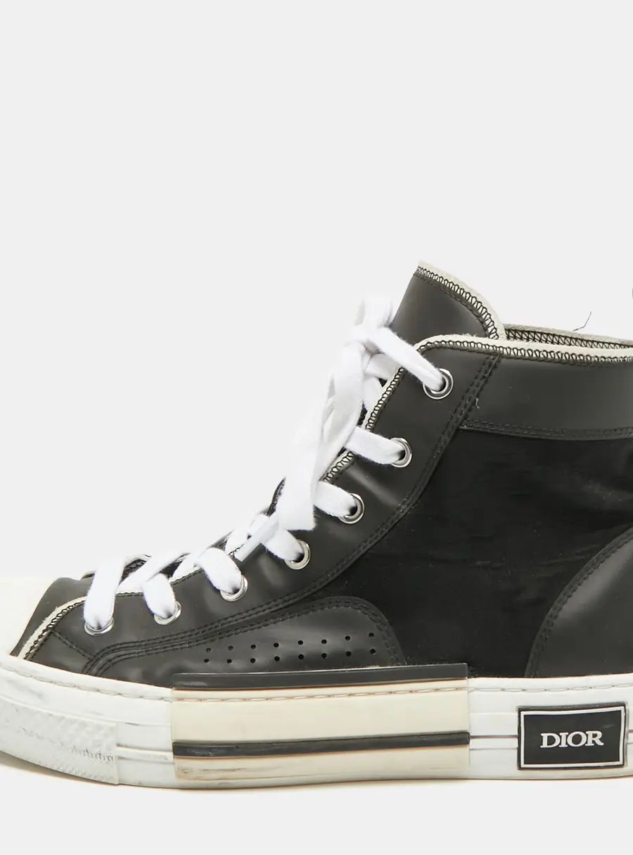 Dior B23 Size 41 Black Leather and Nylon High Top Sneakers