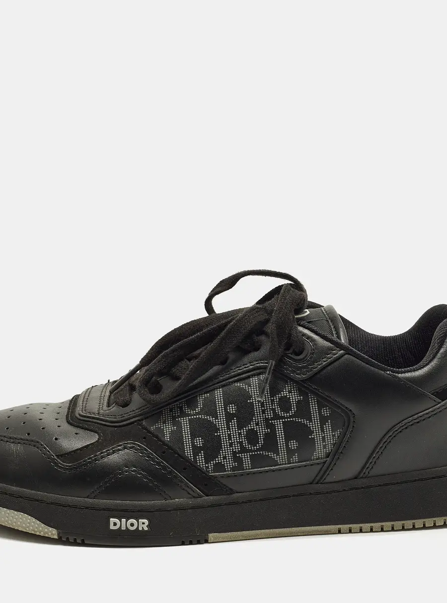 Dior b27 Size 43 Black Oblique Leather Uptown Lace Up Sneakers