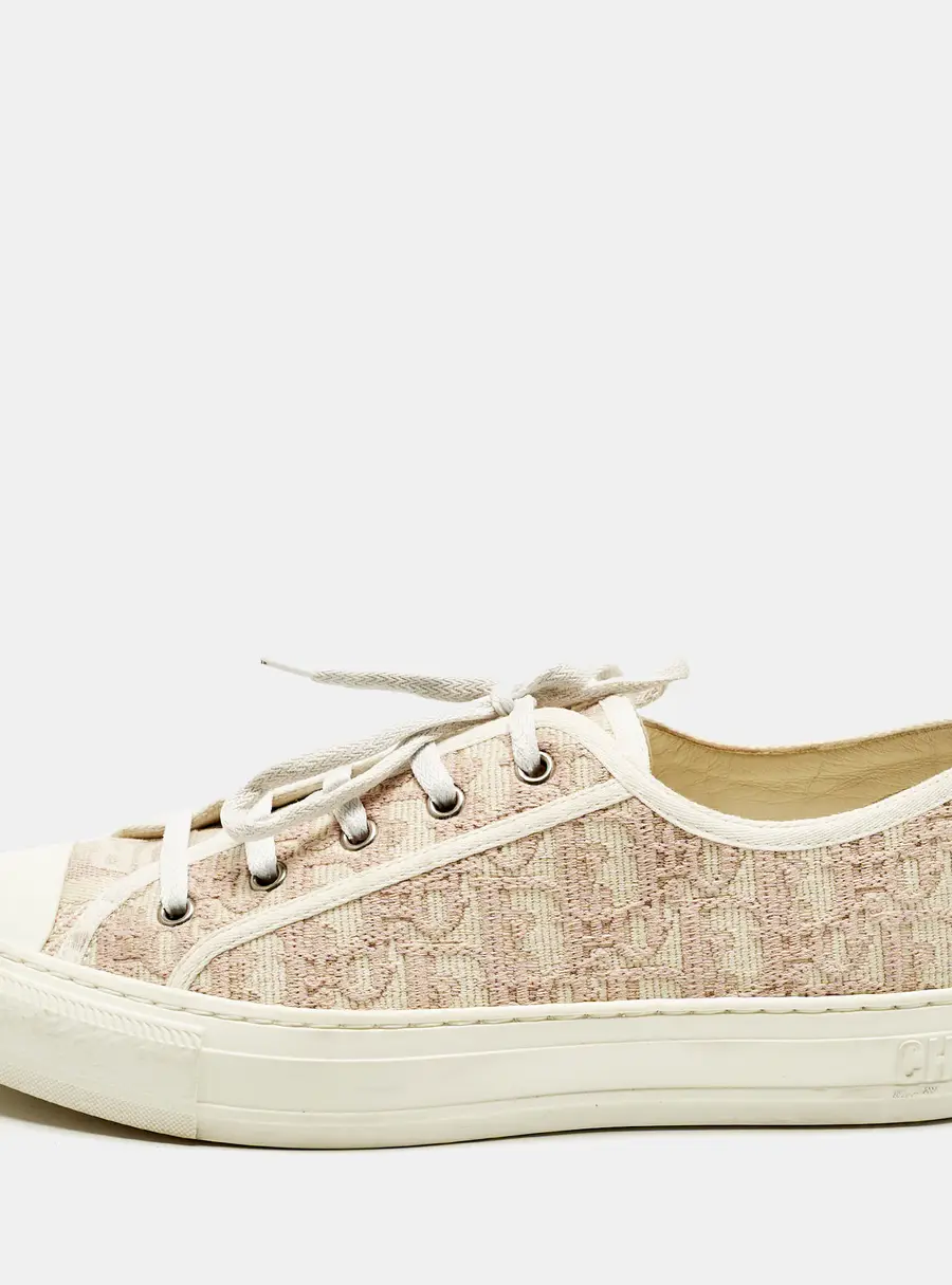 Dior Walk'n'Dior Size 41 White/Pink Oblique Jacquard Low Top Sneakers