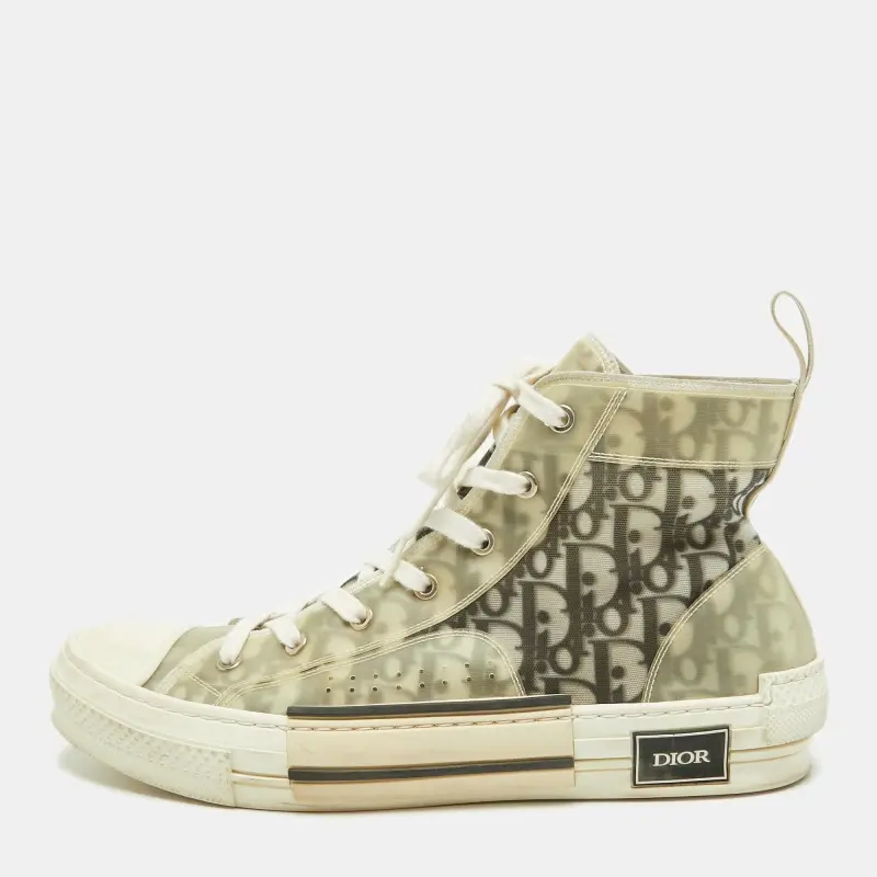 Dior B23 Size 44 Transparent Mesh and PVC High Top Sneakers