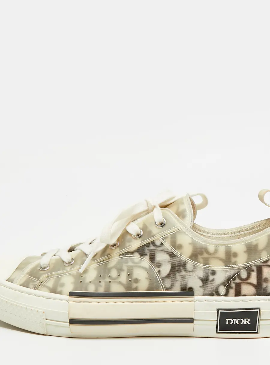 Dior B23 Size 44 Grey/Transparent Oblique Mesh and PVC Low Top Sneakers