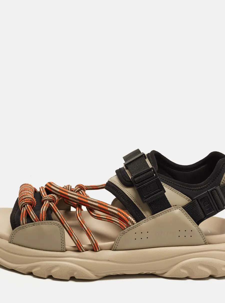 Dior H-Town Size 41 Black/Beige Leather and Rope Flat Sandals