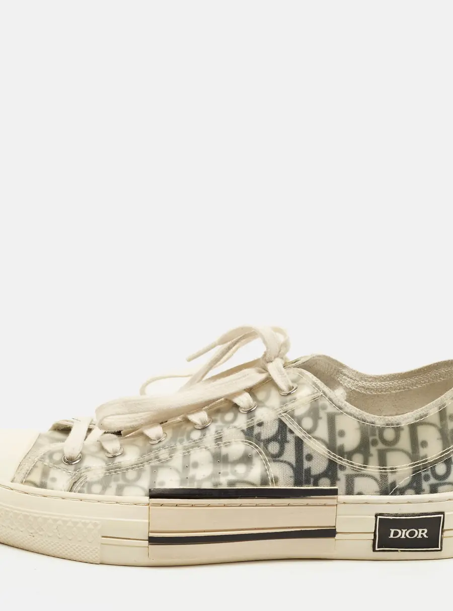 Dior B23 Size 43 White/Grey Oblique Mesh and Rubber Low Top Sneakers