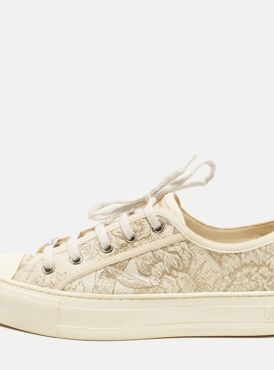 Dior Walk'n'Dior Size 37.5 White/Grey Jacquard Lace Up Sneakers