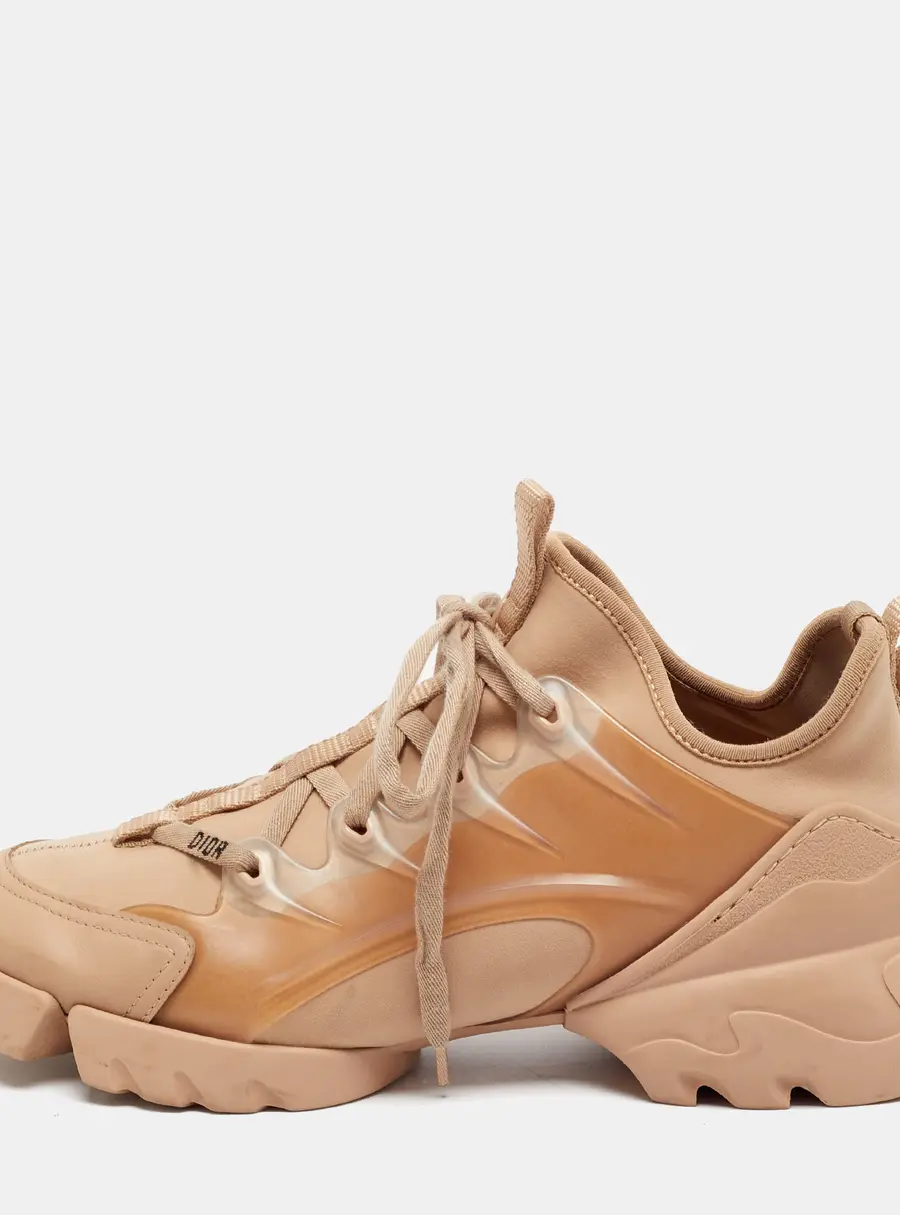 Dior D-Connect Size 40.5 Beige Neoprene and Rubber Low Top Sneakers