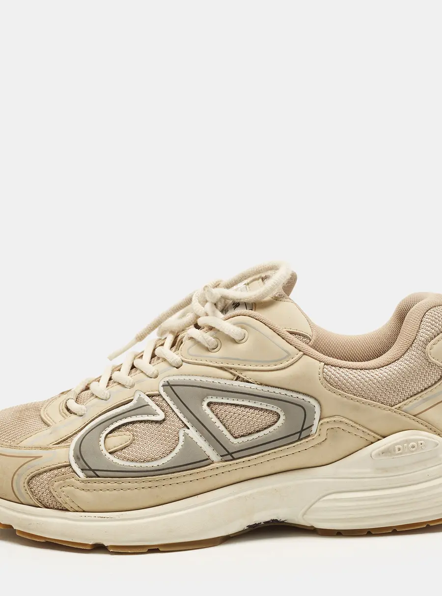 Dior B30 Size 43 Cream Mesh and Nubuck Leather Lace Up Sneakers