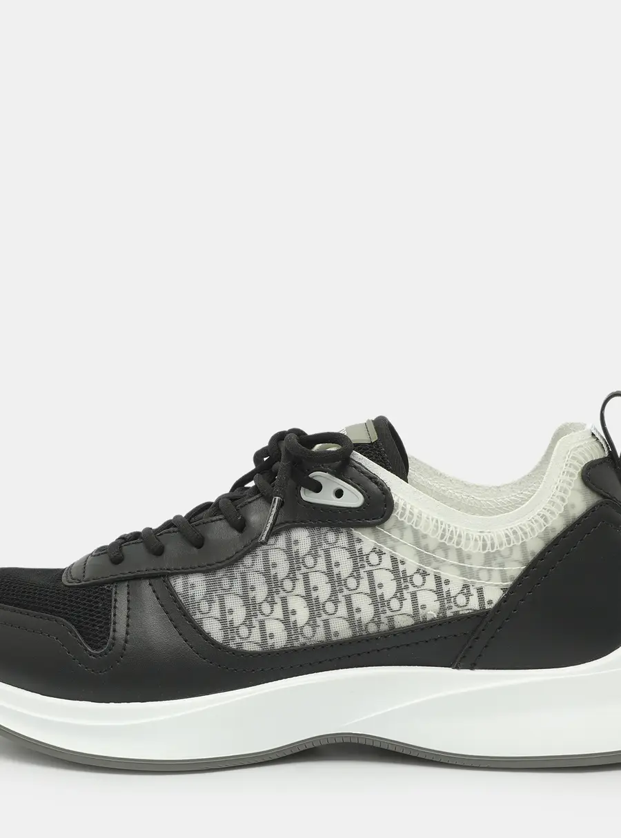 Dior B25 Size 43 Black Leather and Mesh Low Top Sneakers