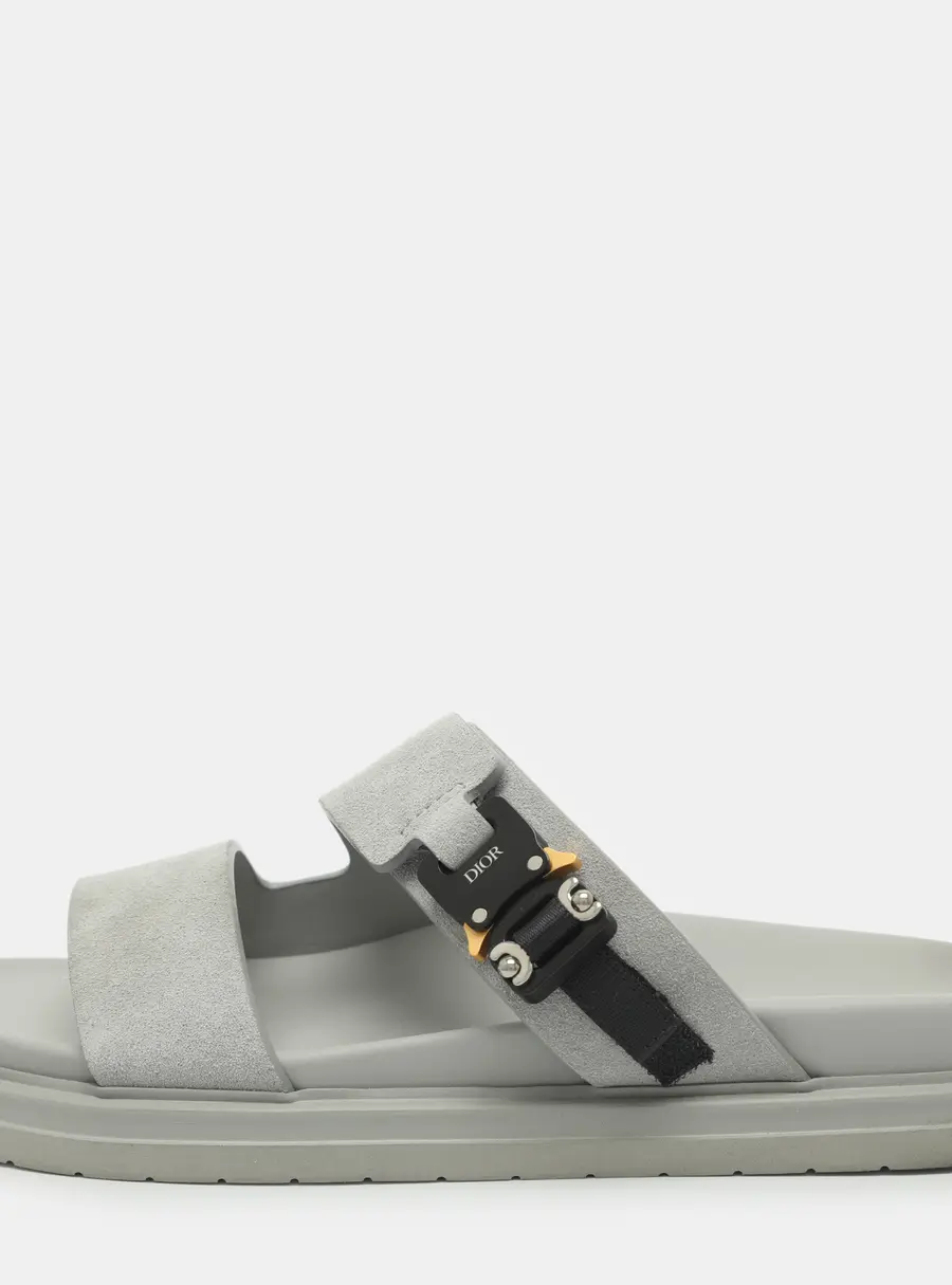 Dior Aqua Size 41 Grey Suede Flat Sandals