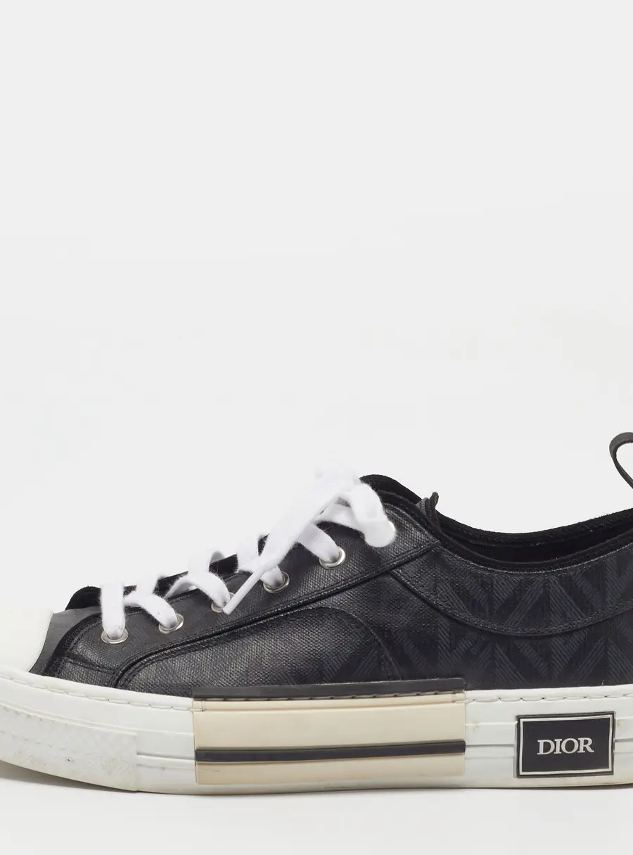 Dior B23 Size 42 Black/White Coated Canvas Low Top Sneakers