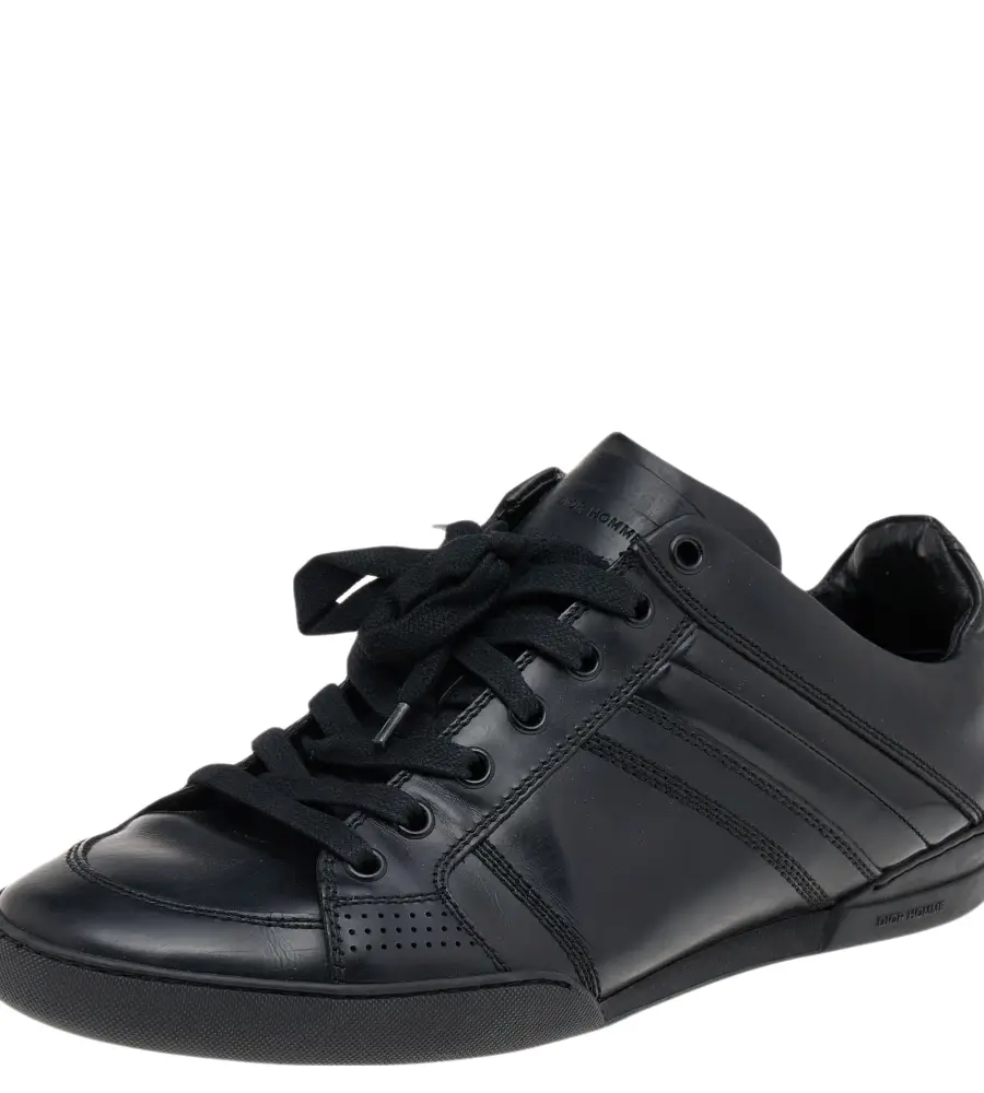 Dior Homme Black Patent and Leather Low Top Sneakers Size 39.5