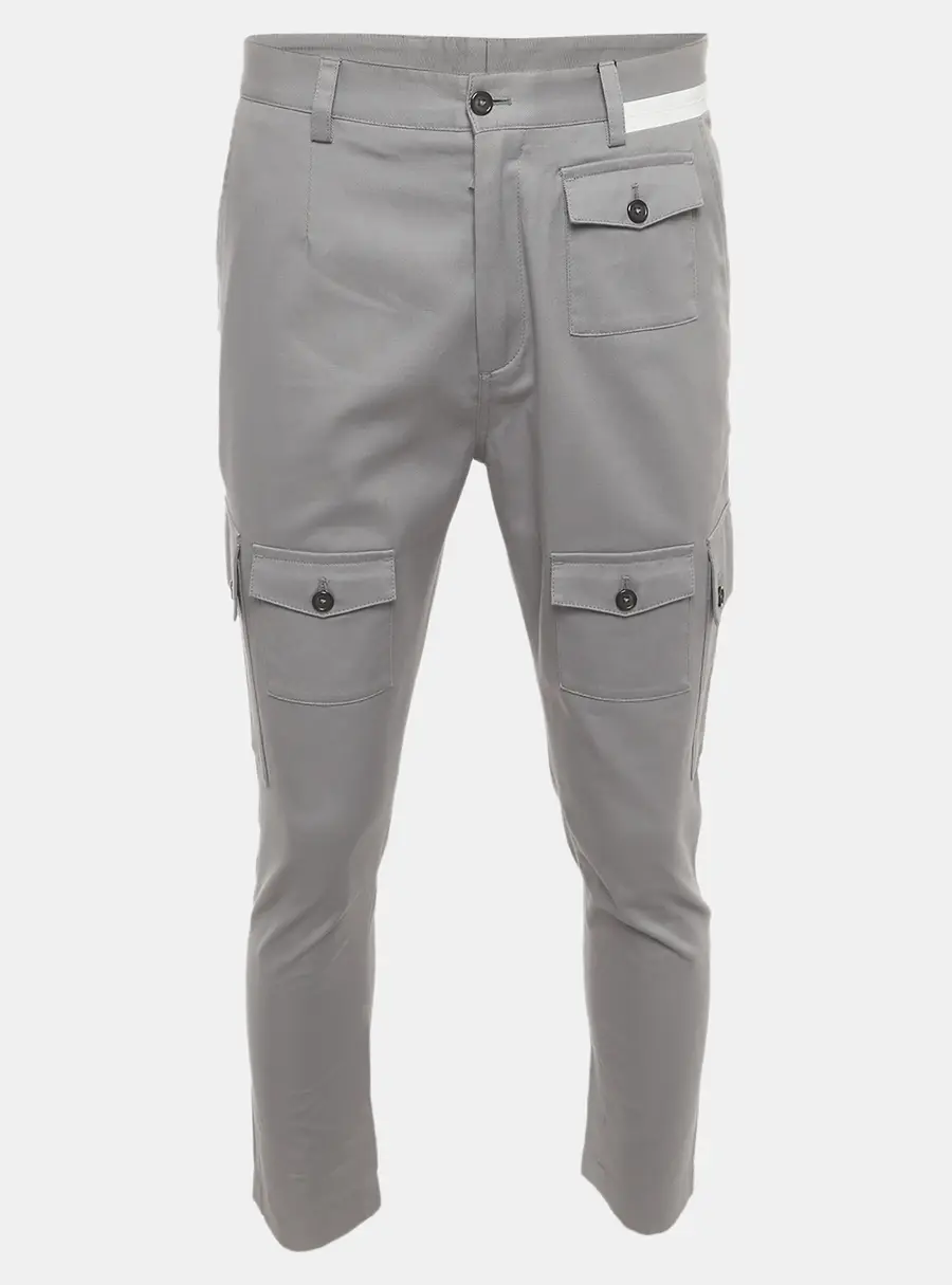 Dolce & Gabbana Grey Gabardine Cargo Trousers S