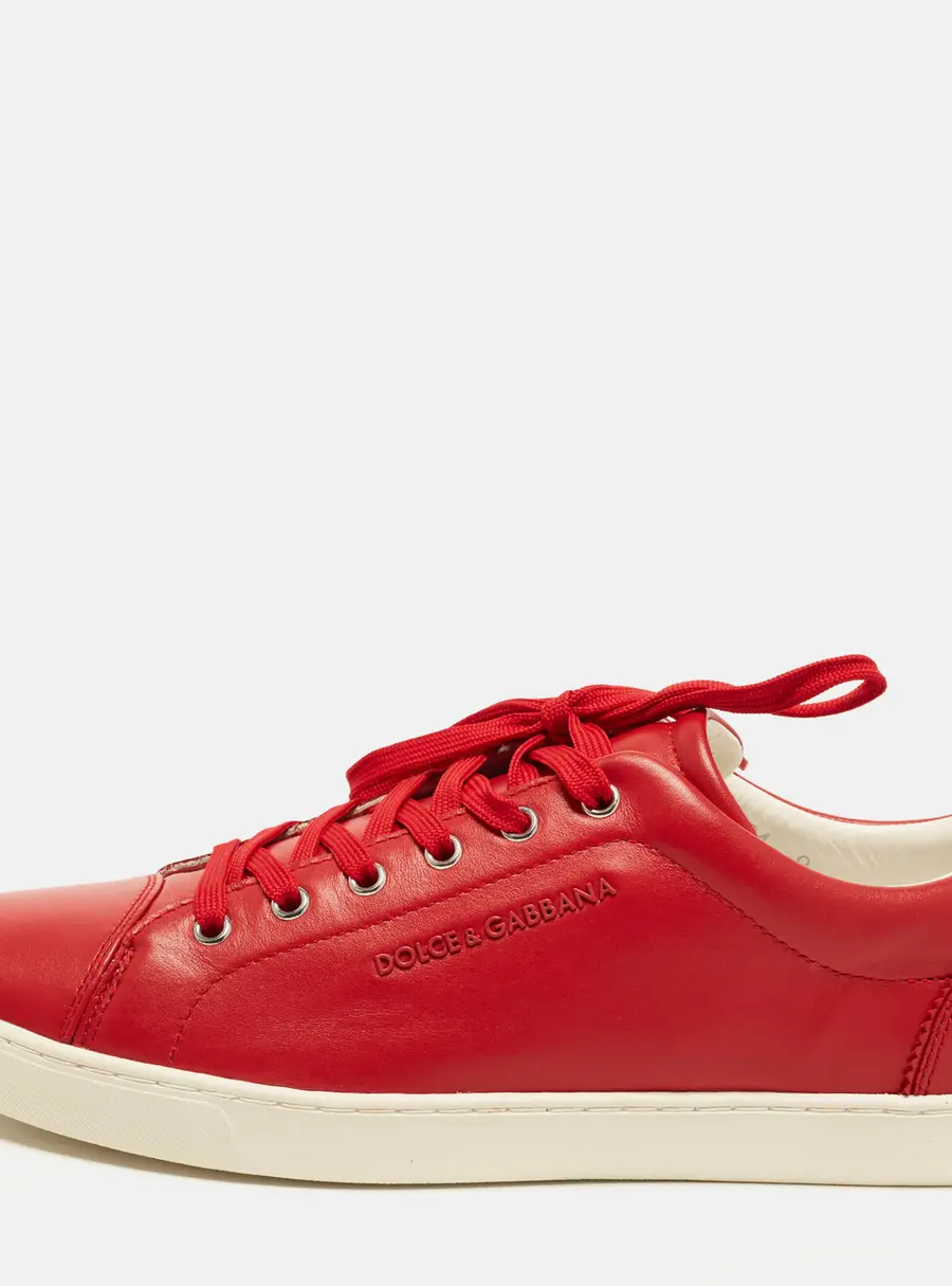 Dolce & Gabbana Size 43 Red Leather Cap Toe Low Top Sneakers
