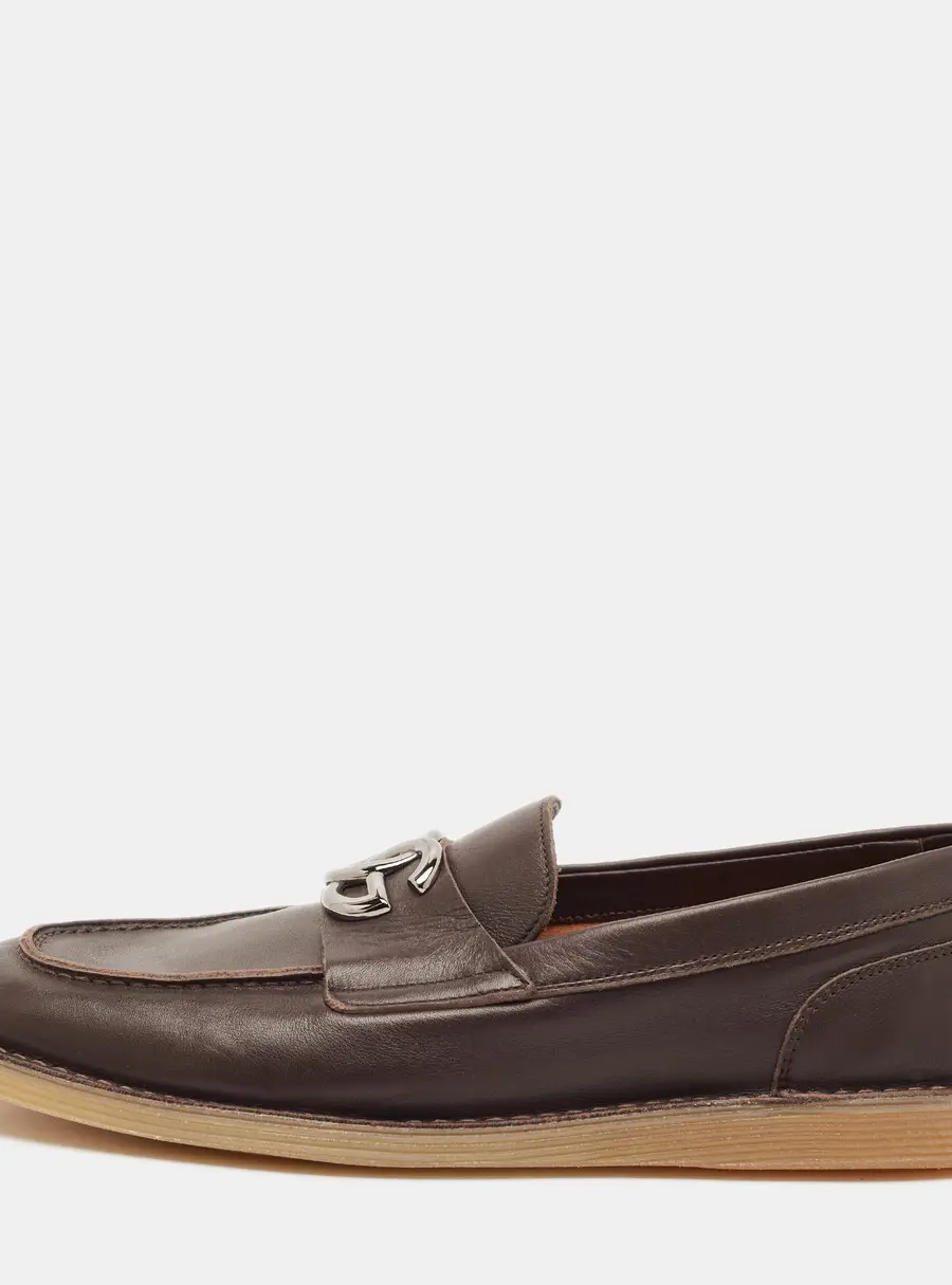 Dolce & Gabbana Size 42 Brown Leather logo plaque Loafers
