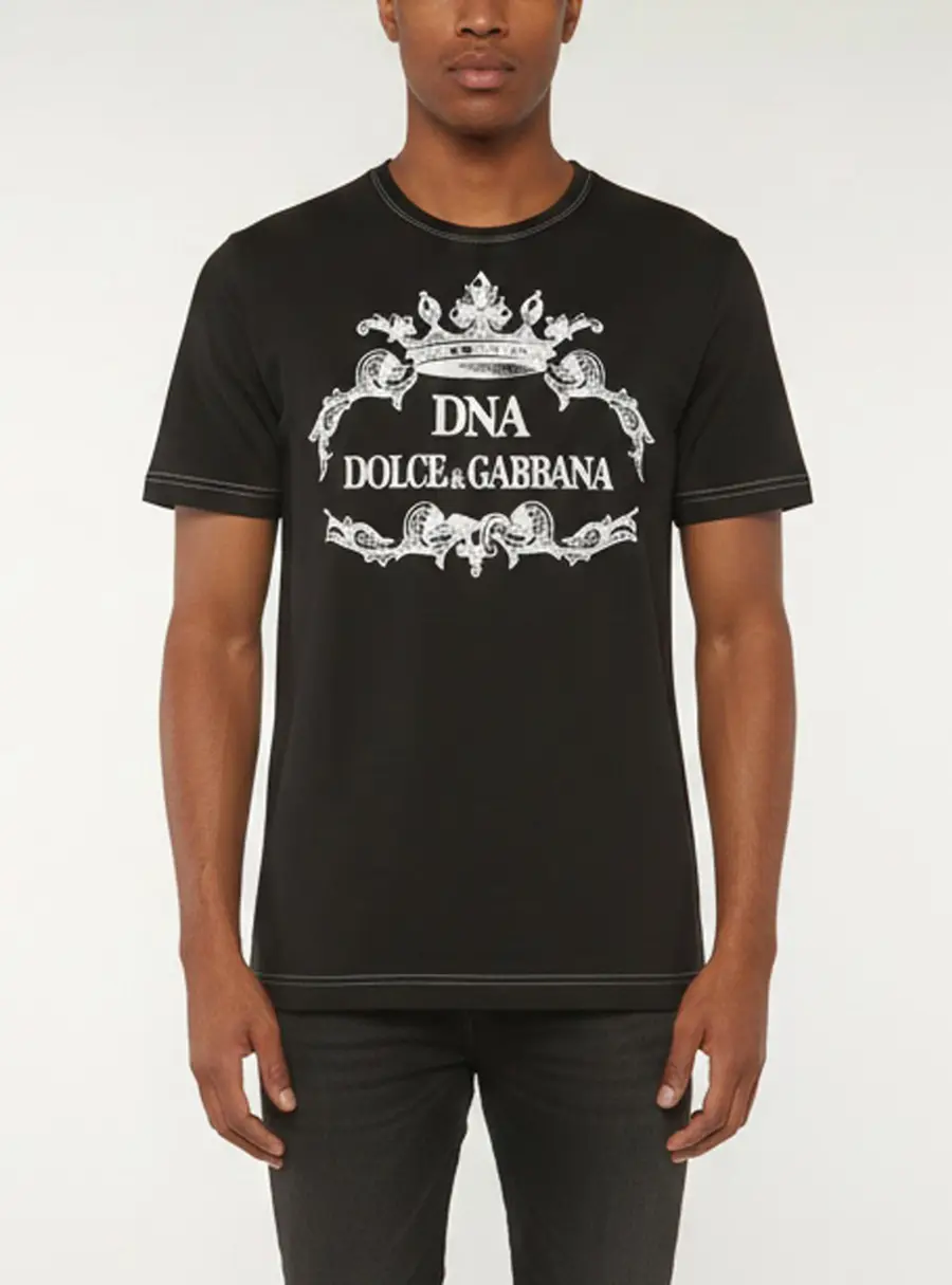 Dolce & Gabbana Black DNA Logo Graphic Jersey T-Shirt L