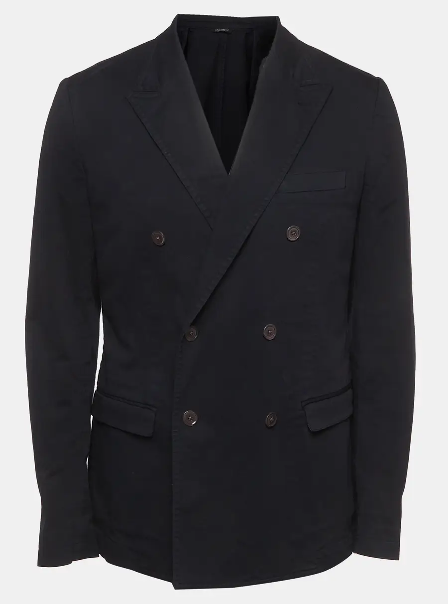 Dolce & Gabbana Navy Blue Gabardine Double Breasted Jacket XXL