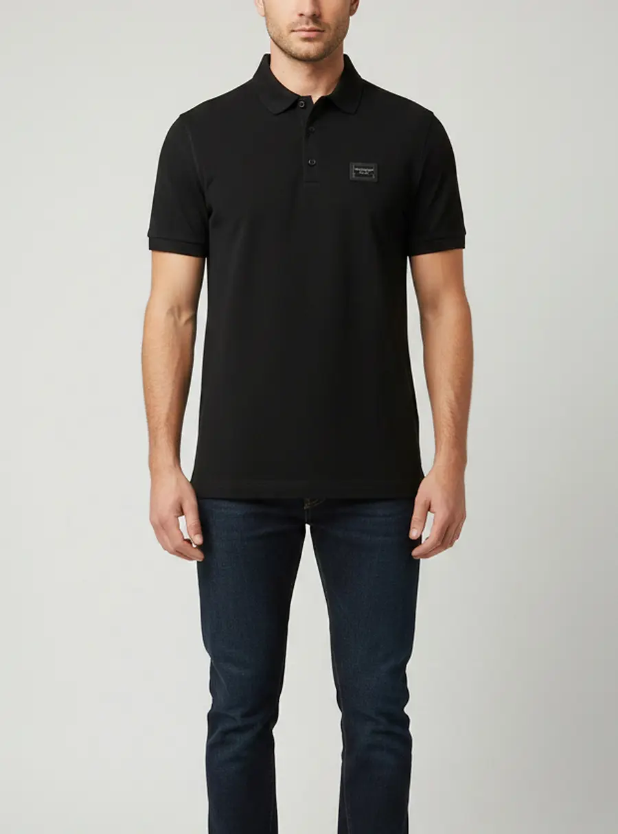 Dolce & Gabbana Black Logo Detail Cotton Pique Polo T-Shirt XXL