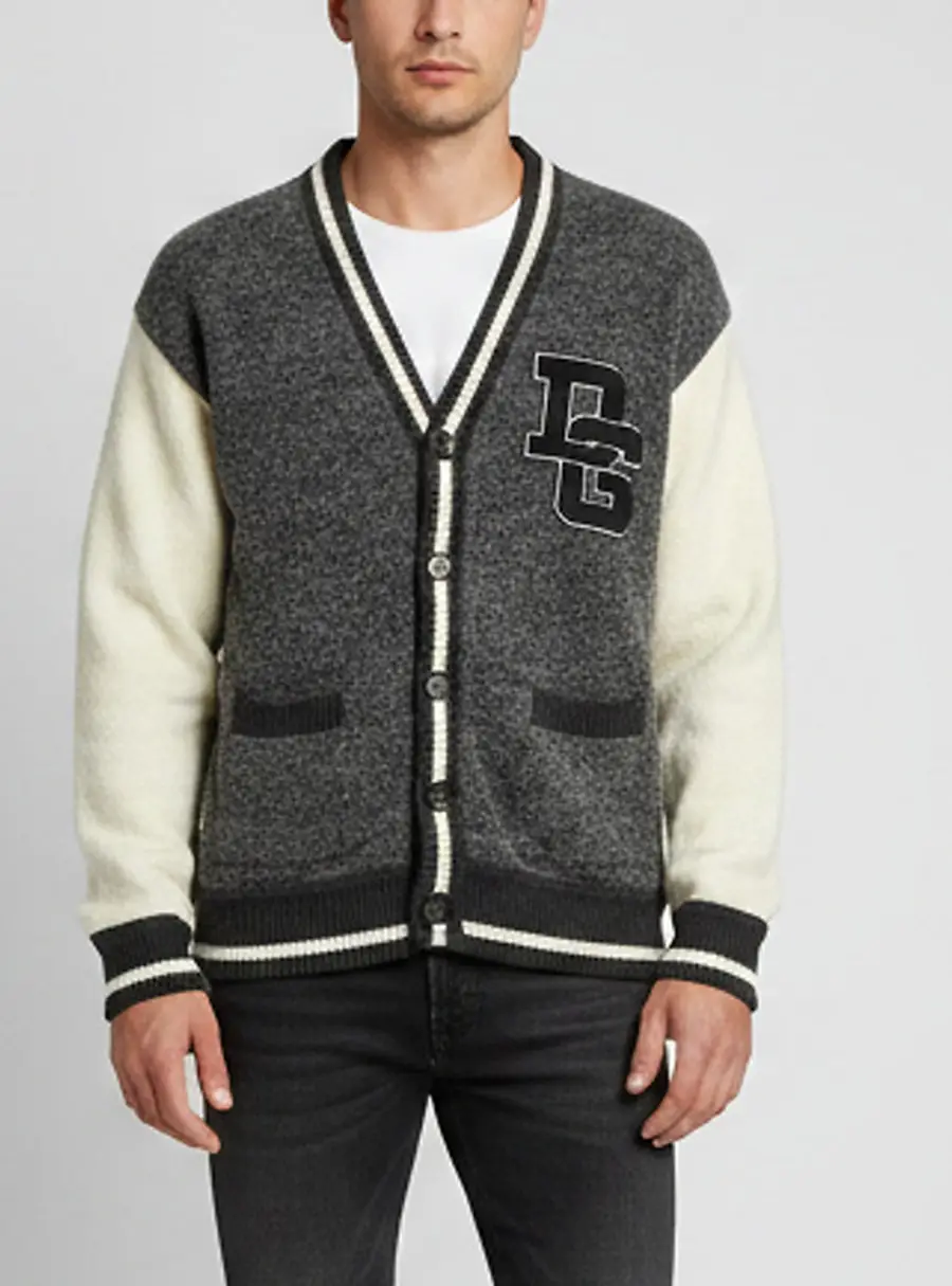 Dolce & Gabbana Charcoal/Cream Knitted Jock Like Cardigan L