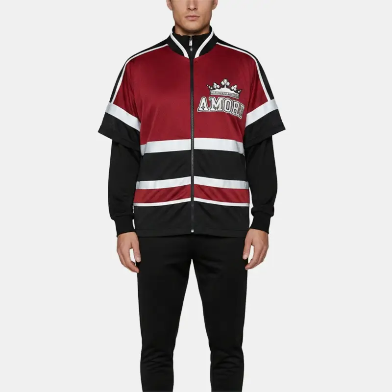 Dolce and Gabbana Red/Black Amore Jersey DGMillennials Zip-Up Jacket XL