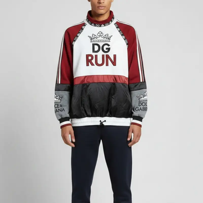 Dolce & Gabbana Multicolour Patchwork Detail Cotton Turtleneck Pullover L