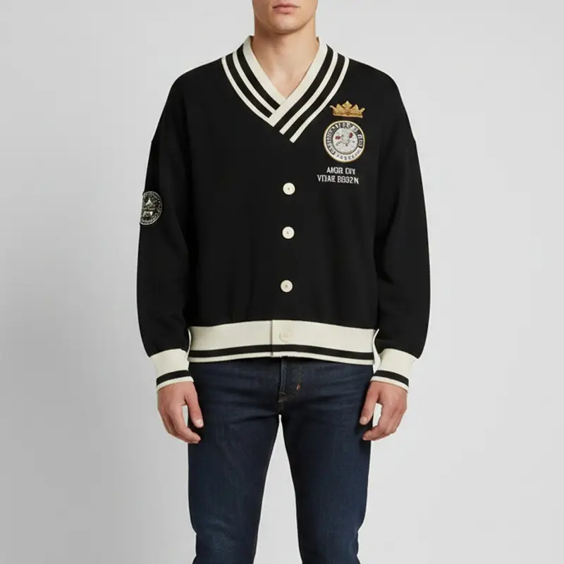 Dolce & Gabbana Black Stripe Cotton Blend V-Neck Jumper M