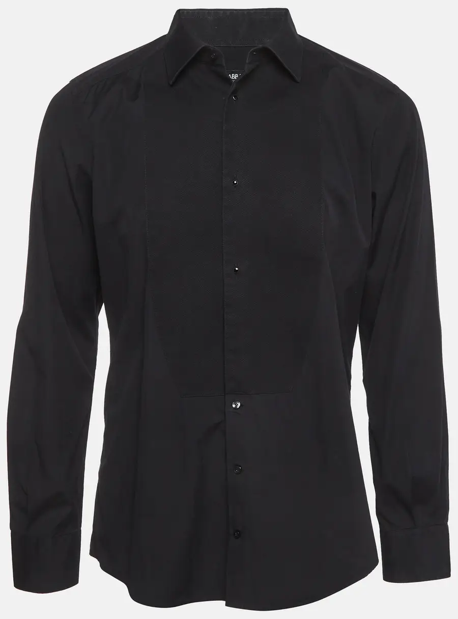 Dolce & Gabbana Black Cotton Long Sleeve Tux Shirt XXL