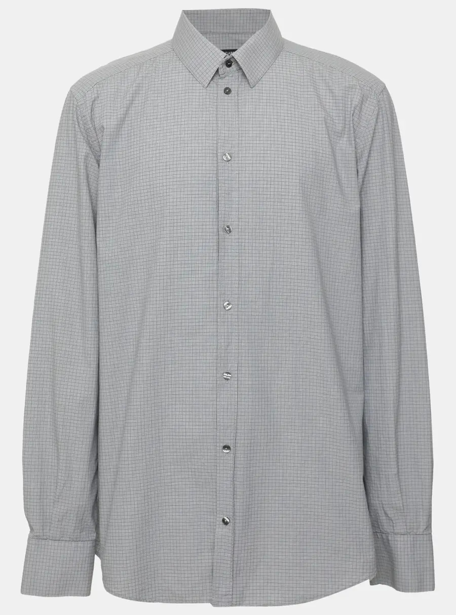 Dolce & Gabbana Grey Checkered Cotton Long Sleeve Shirt XL