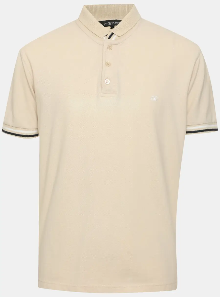 Dolce & Gabbana Beige Cotton Knit Polo T-Shirt L