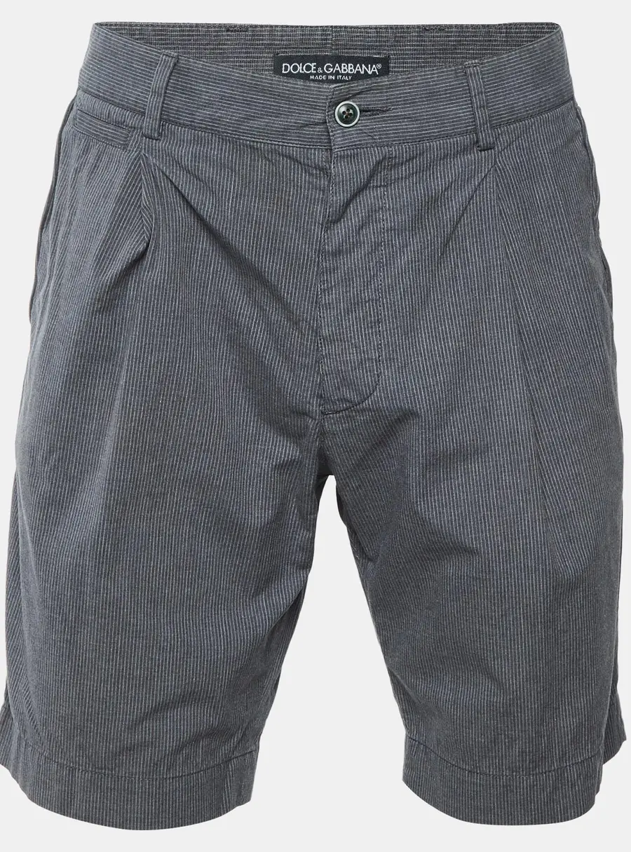 Dolce & Gabbana Grey Striped Cotton Shorts S