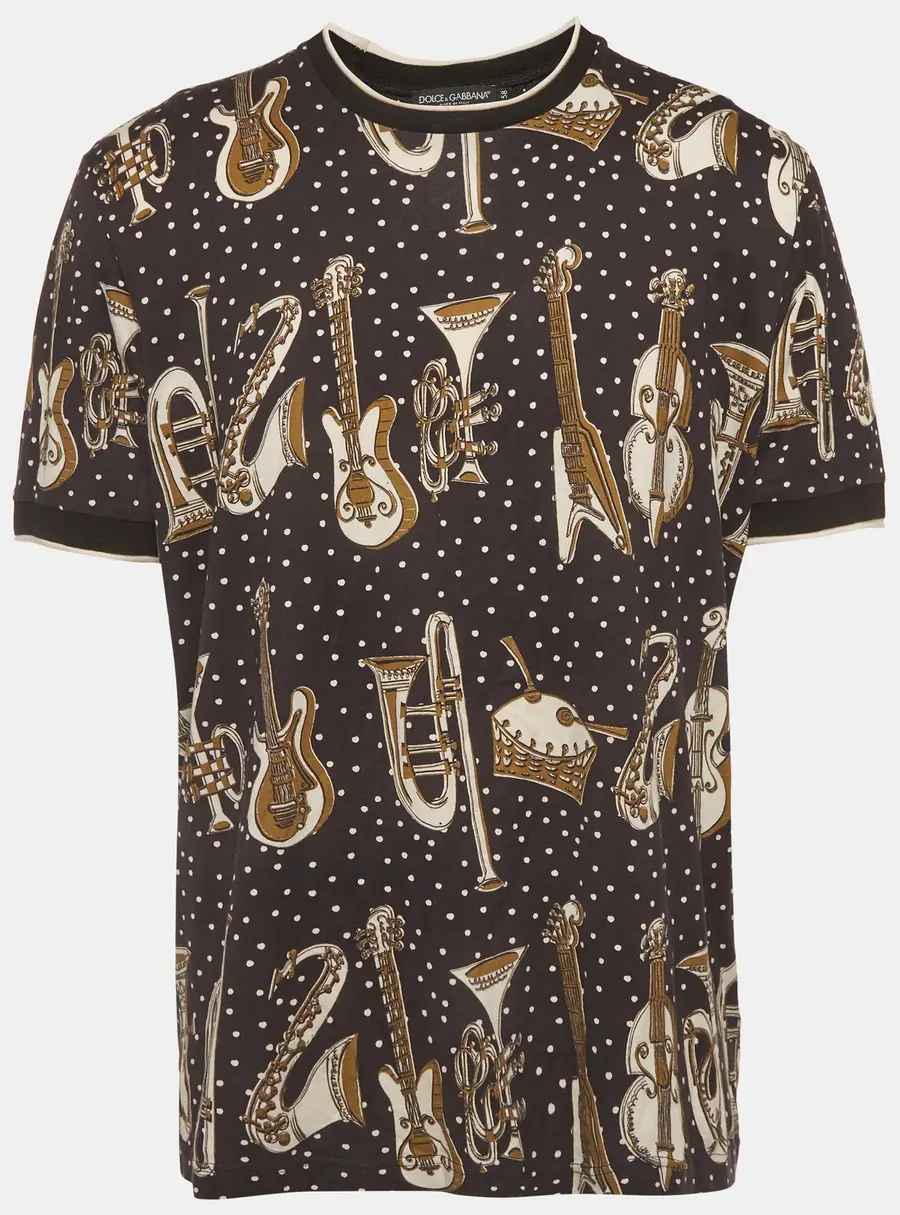 Dolce & Gabbana Black Musical Instrument Print Jersey T-Shirt 4XL