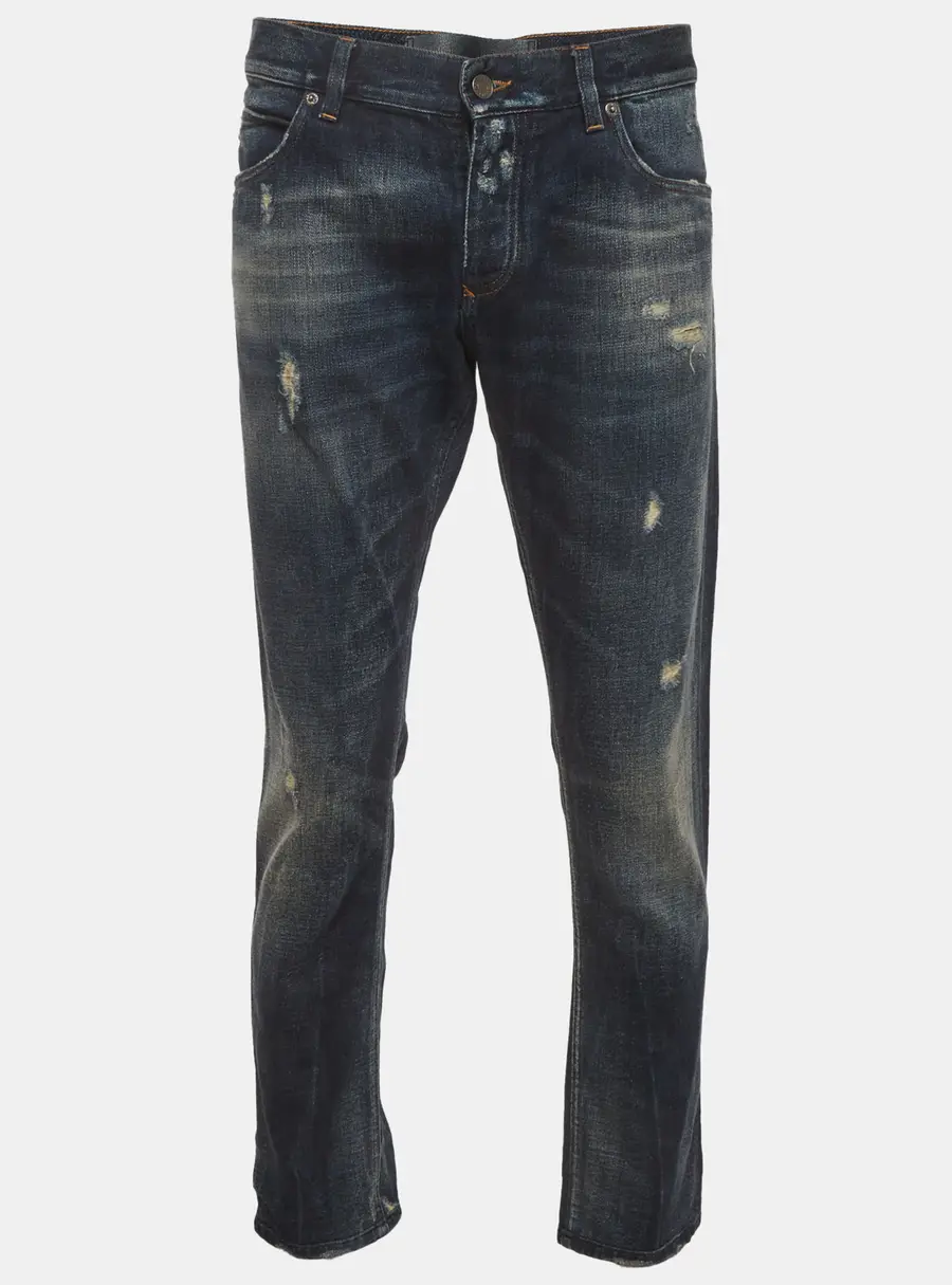 Dolce & Gabbana Blue Distressed Denim Straight Leg Jeans XL/Waist 36"