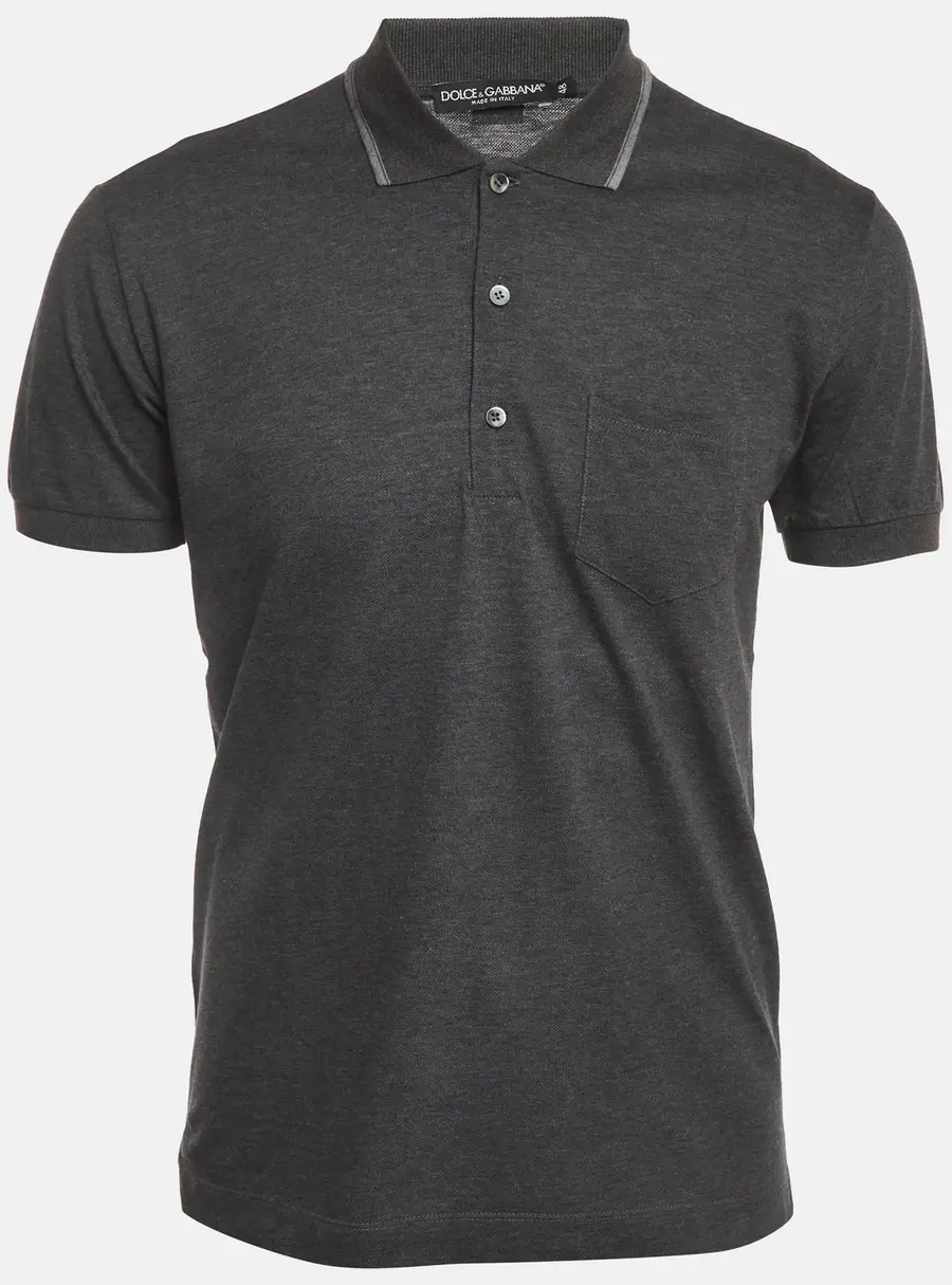 Dolce & Gabbana Grey Cotton Pique Polo T-Shirt M