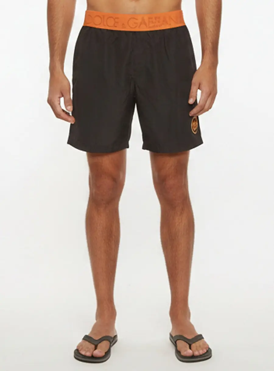 Dolce & Gabbana Beachwear Black Nylon Elasticated Waist Shorts M