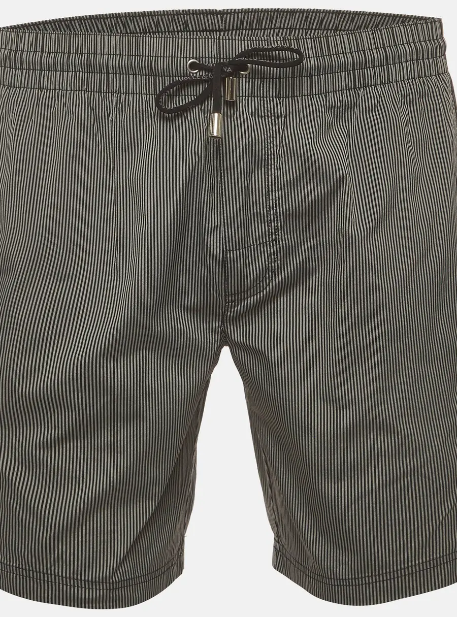 Dolce & Gabbana Beachwear Grey Striped Synthetic Swim Shorts S