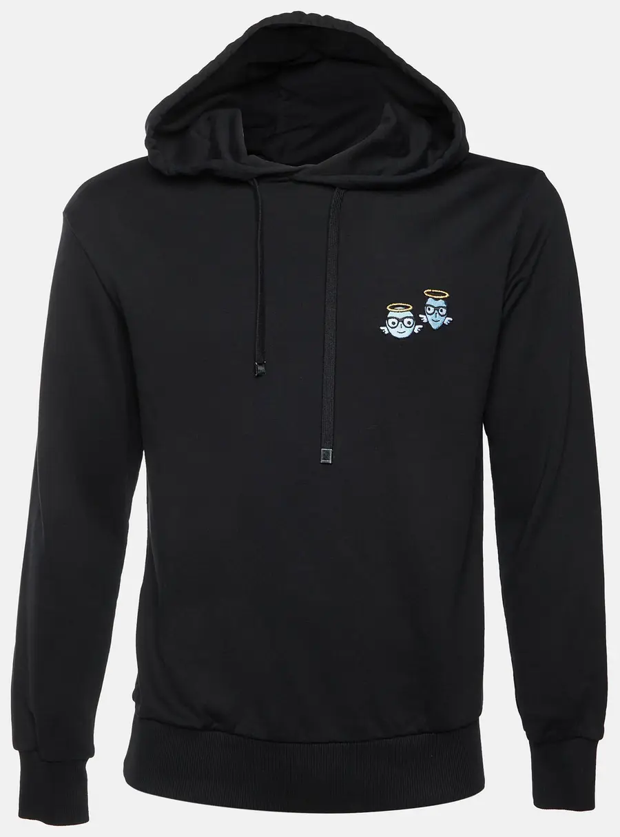 Dolce & Gabbana Black Embroidered Cotton Knit #DGFamily Hoodie M