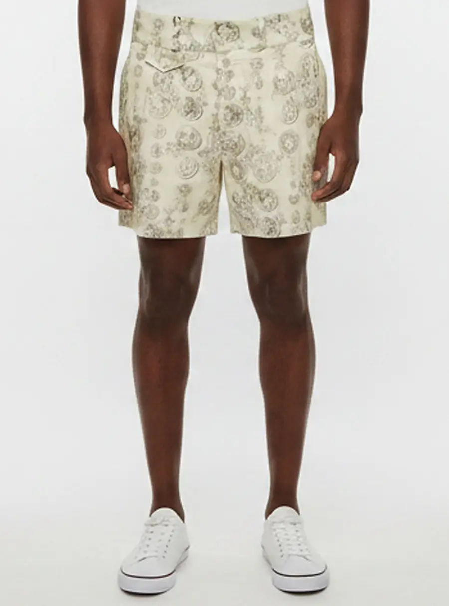 Dolce & Gabbana Cream Roman Coin Print Poplin Shorts XS