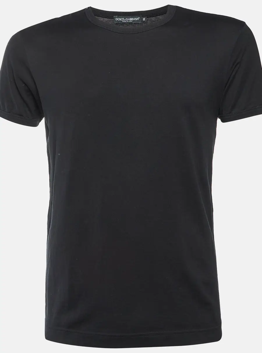 Dolce & Gabbana Black Cotton Crew Neck T-Shirt S
