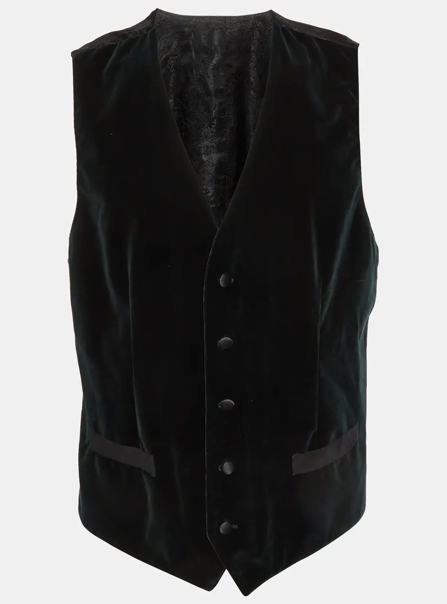 Dolce & Gabbana Green/Black Velvet and Silk Sleeveless Vest L