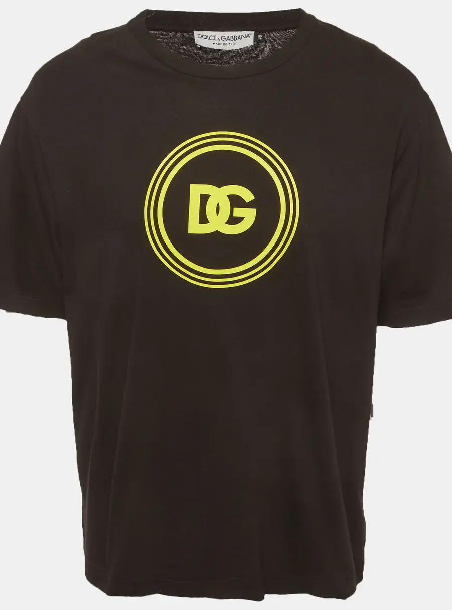 Dolce & Gabbana Black Logo Print Jersey Crewneck T-Shirts M