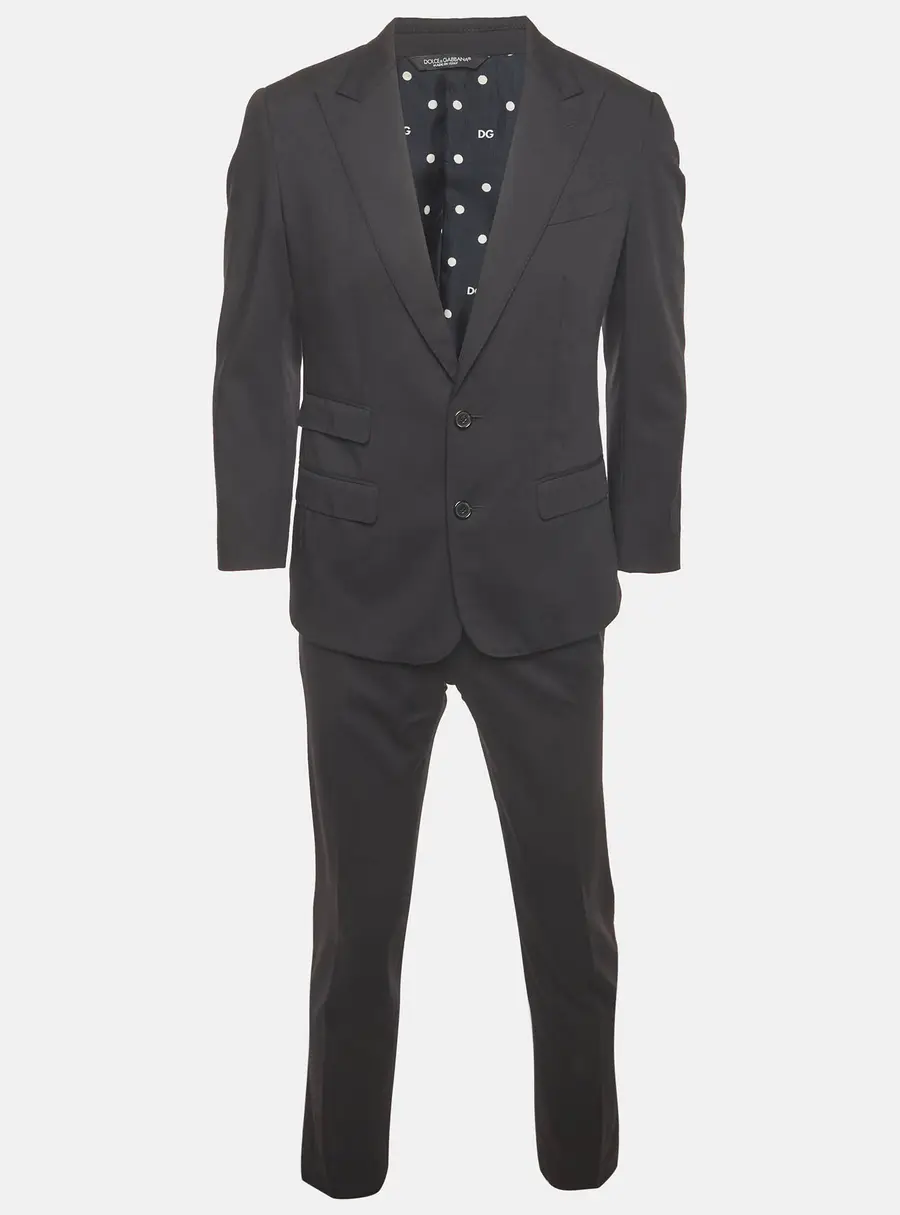 Dolce & Gabbana Black Wool Blend Regular Fit Suit S
