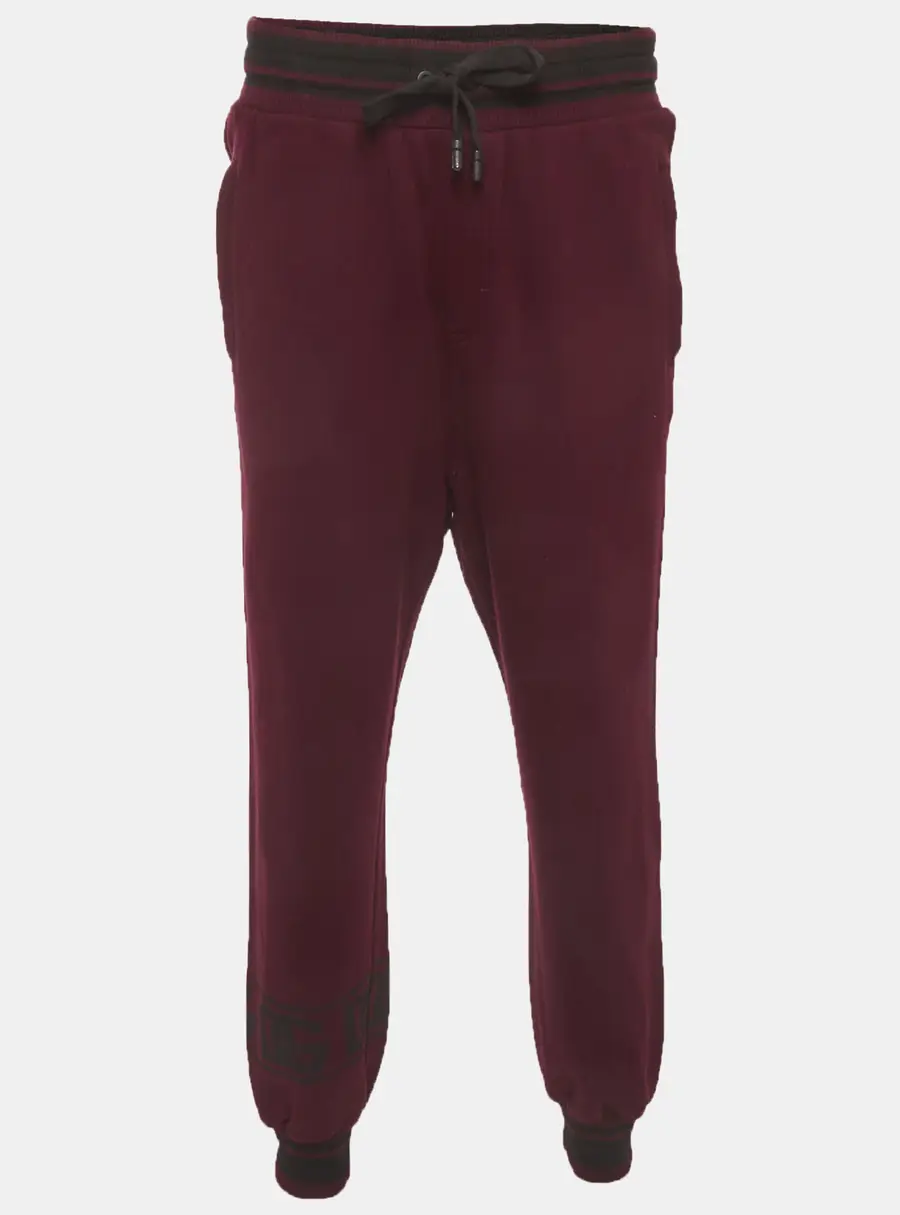 Dolce & Gabbana Burgundy Cotton Drawstring Joggers M