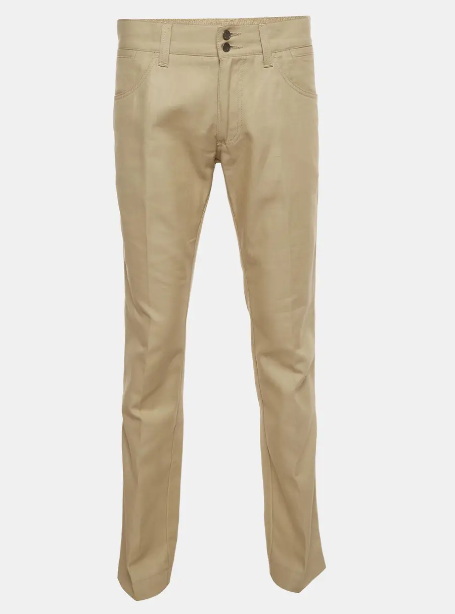 Dolce & Gabbana Beige Gabardine Straight Fit Trousers L