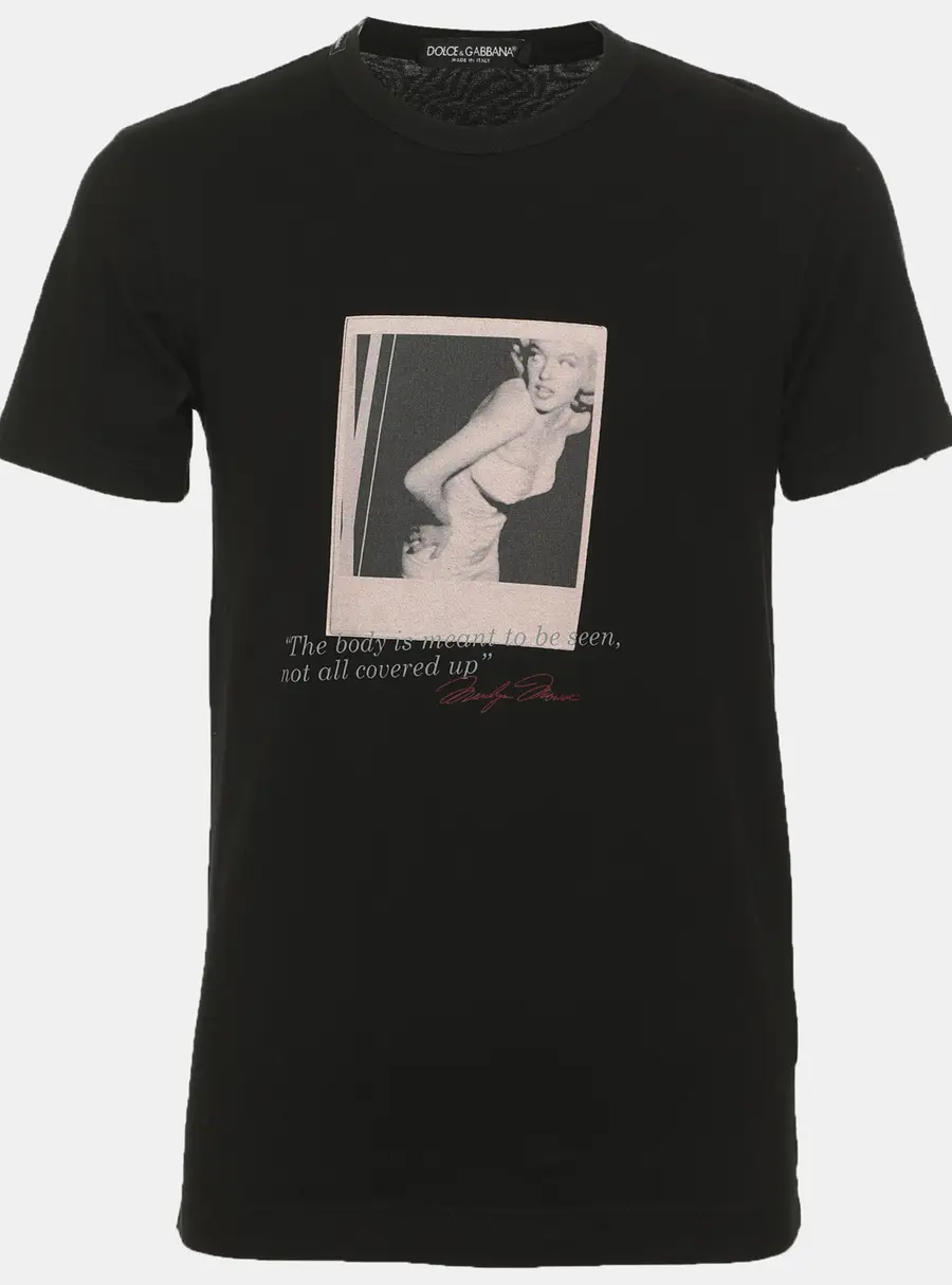 Dolce & Gabbana Black Cotton Marilyn Monroe Graphic Quote T-Shirt M